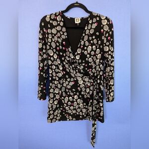 Anne Klein Three-Quarter Sleeveless Wrap Top, Large